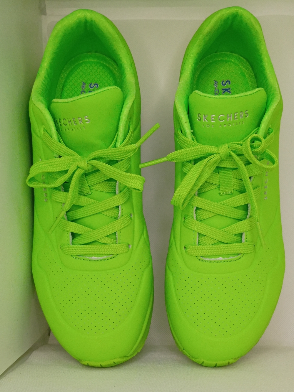 Skechers Neon Lime Green Lace-Up Athletic Sneakers